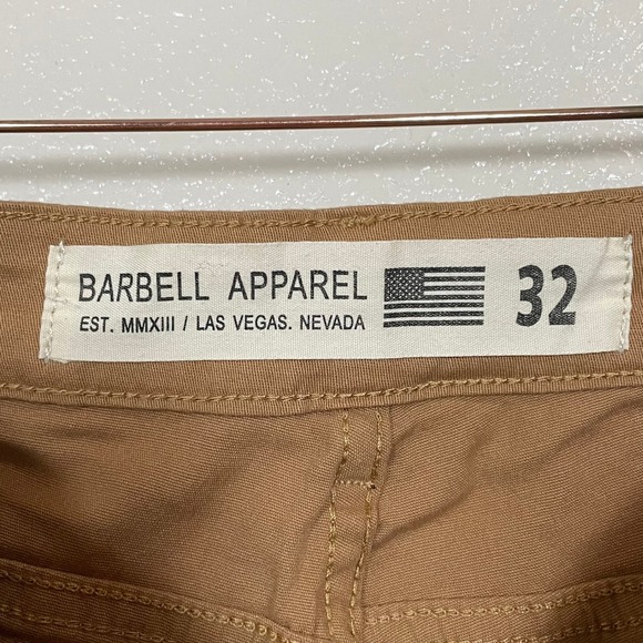 Barbell Apparel Pants Mens 32 Tan Chinos Straight Fit Athleisure Casual Cotton - Picture 11 of 13
